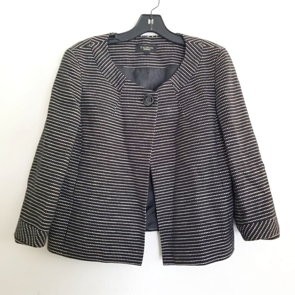 Talbots Polka Dot Single Button Short Jacket Sz 8